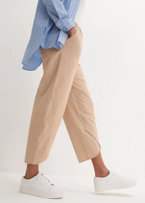 Pantaloni cropped in misto lino leggero, bonprix