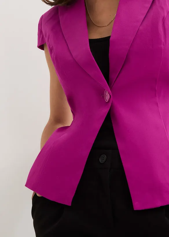 Blazer a maniche corte in satin di cotone, bonprix