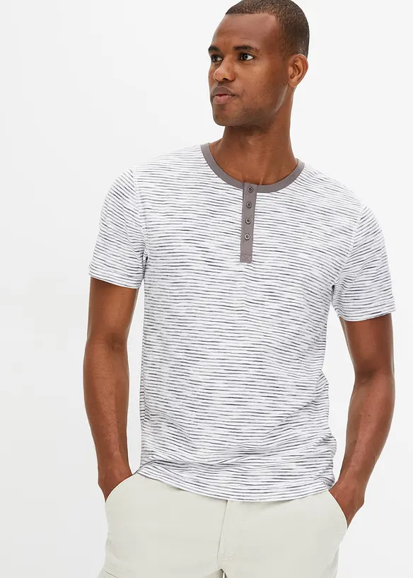 Maglia serafino a maniche corte in puro cotone, bonprix