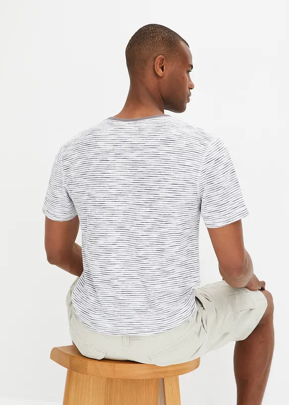 Maglia serafino a maniche corte in puro cotone, bonprix