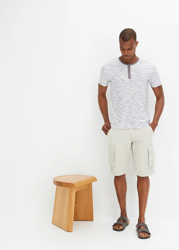 Maglia serafino a maniche corte in puro cotone, bonprix