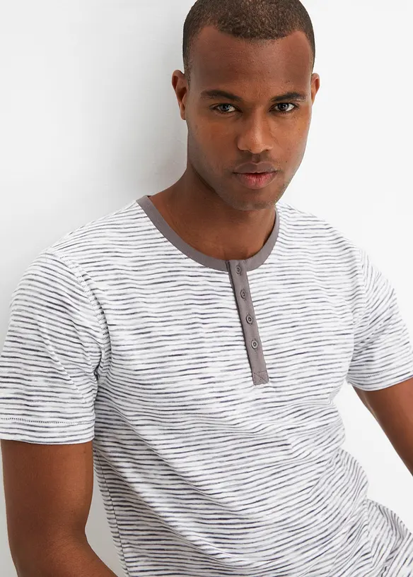 Maglia serafino a maniche corte in puro cotone, bonprix