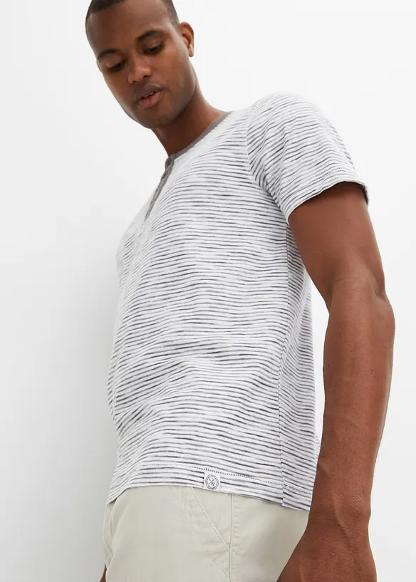Maglia serafino a maniche corte in puro cotone, bonprix