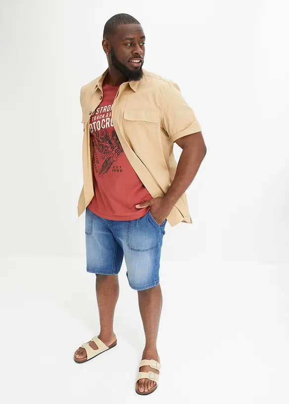 Bermuda in jeans elasticizzati, relaxed fit, bonprix