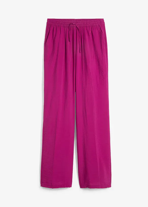 Pantaloni a palazzo con cinta elastica in misto viscosa, bonprix
