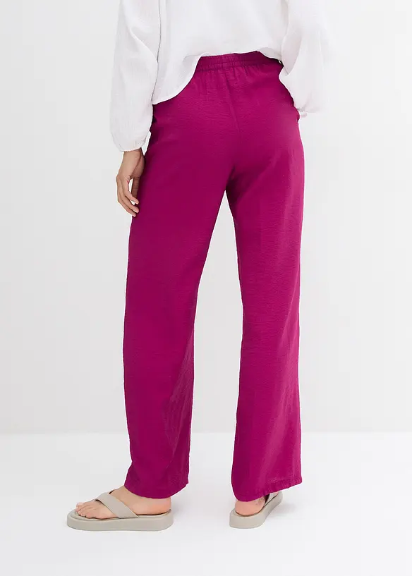 Pantaloni a palazzo con cinta elastica in misto viscosa, bonprix