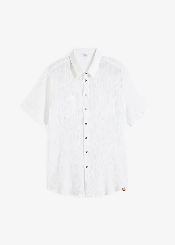 Camicia a maniche corte con effetto crinkle in puro cotone, bonprix