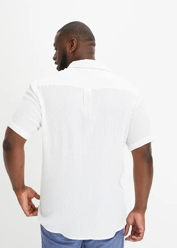 Camicia a maniche corte con effetto crinkle in puro cotone, bonprix