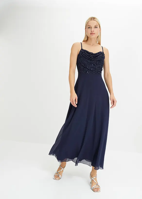 Abito con spalline sottili e paillettes, bonprix