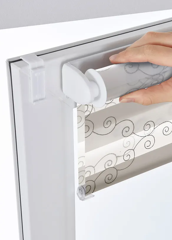 Tenda a rullo doppia ricamata con fantasia grafica, bonprix