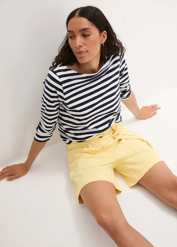 Shorts in twill con cintura da annodare, bpc bonprix collection