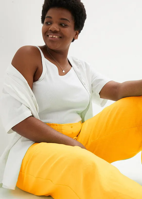 Pantaloni larghi in misto lino fresco e leggero, bonprix