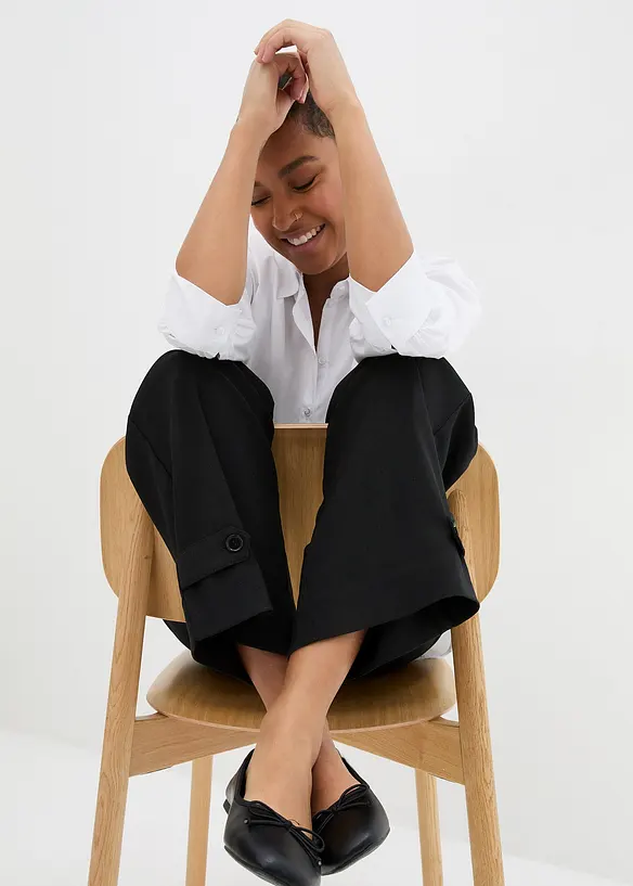 Pantaloni elasticizzati in bengalina con comodo elastico in vita, bonprix