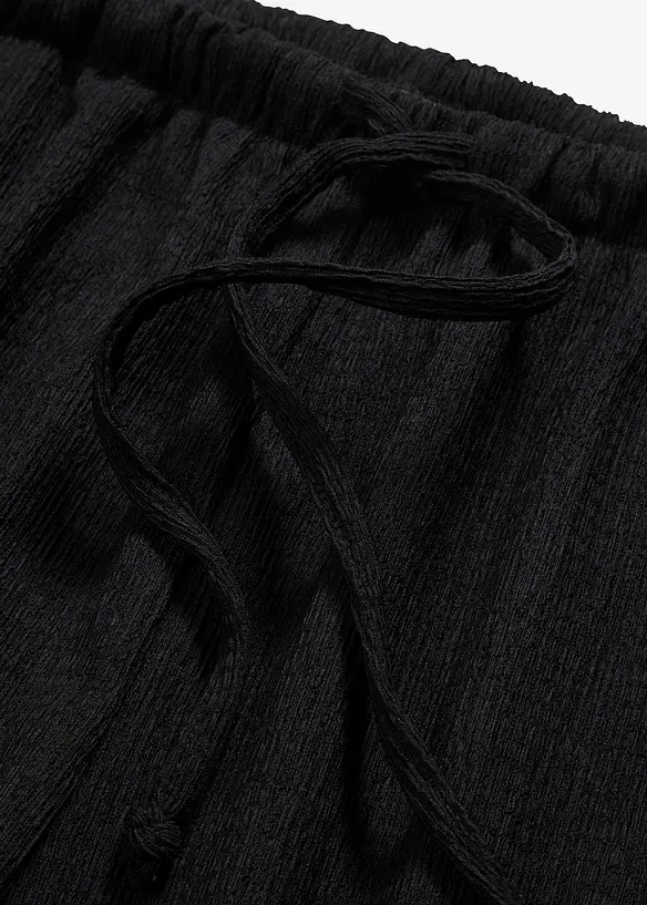 Pantaloni a vita alta in jersey operato con elastico in vita e laccetto da annodare, bonprix