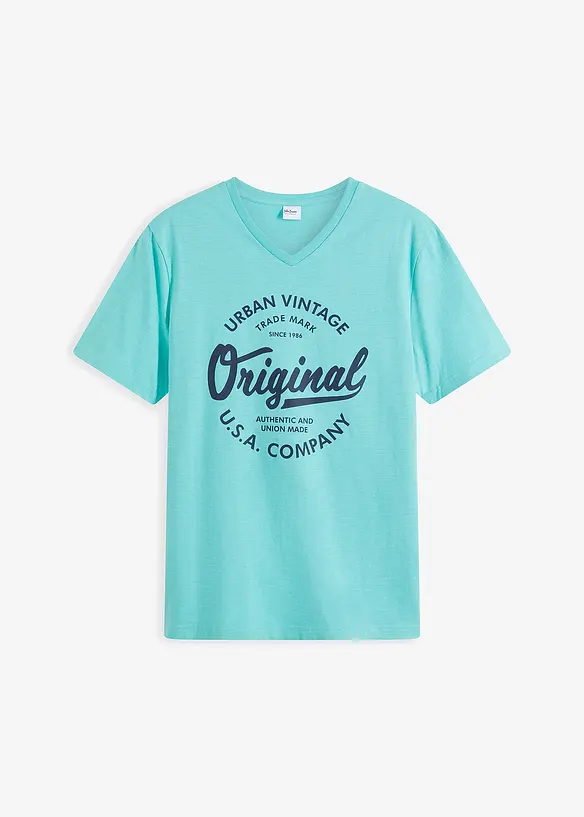 T-shirt con scollo a V in puro cotone, bonprix
