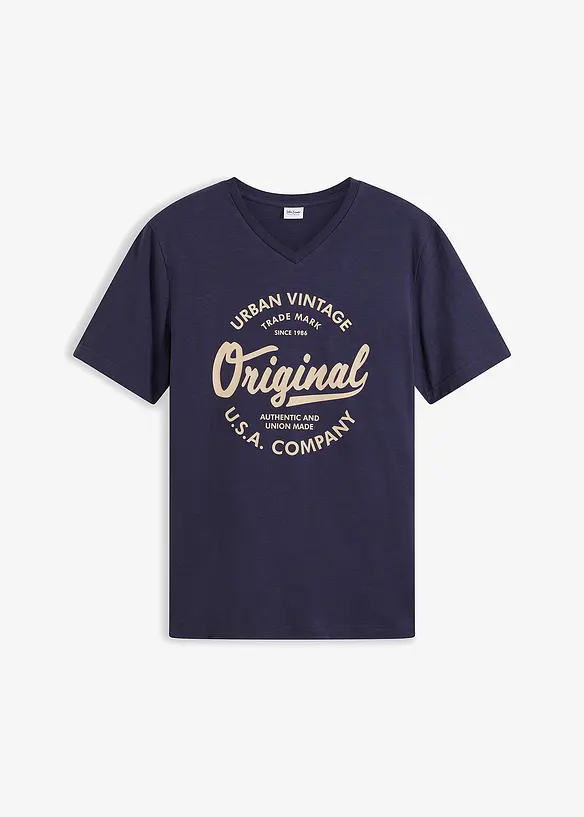 T-shirt con scollo a V in puro cotone, bonprix