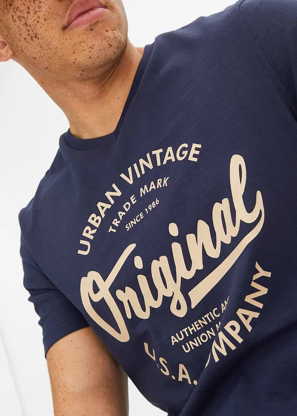 T-shirt con scollo a V in puro cotone, bonprix