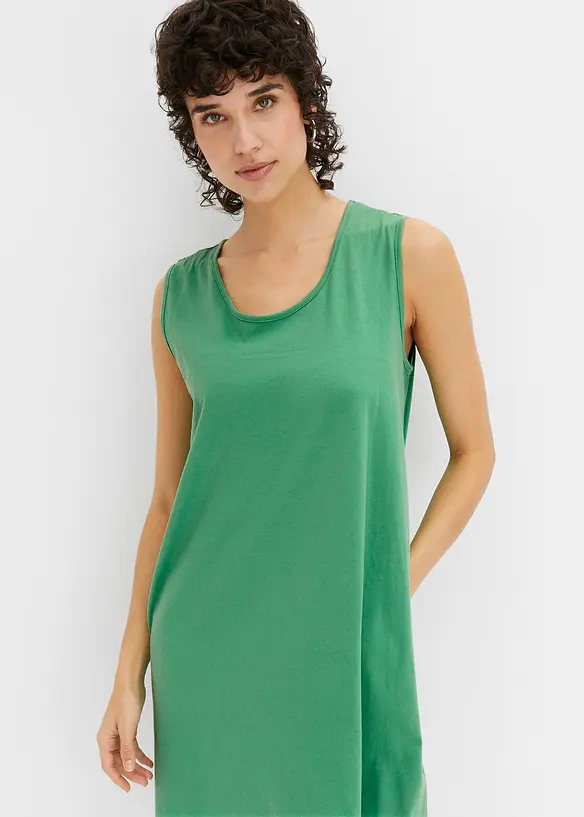 Abito corto svasato di jersey, smanicato, bonprix