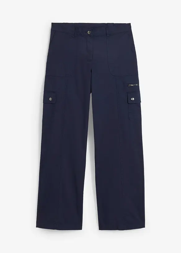 Pantaloni cargo in cotone, vita media, bonprix
