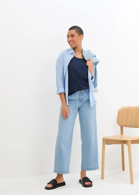 Jeans wide leg con girovita comodo, vita alta, bonprix