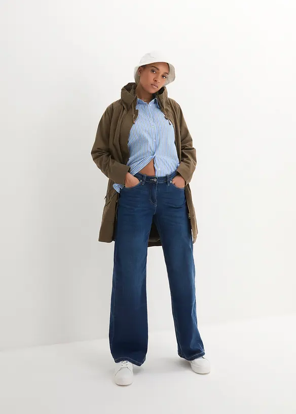 Parka corto in cotone a collo alto con coulisse, bonprix