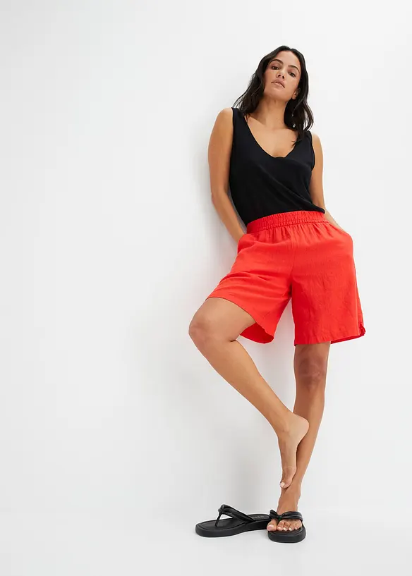 Bermuda in misto lino con elastico in vita, bonprix