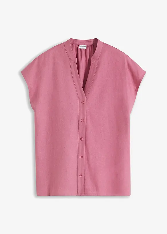 Camicetta vaporosa a maniche corte in misto lino, bonprix