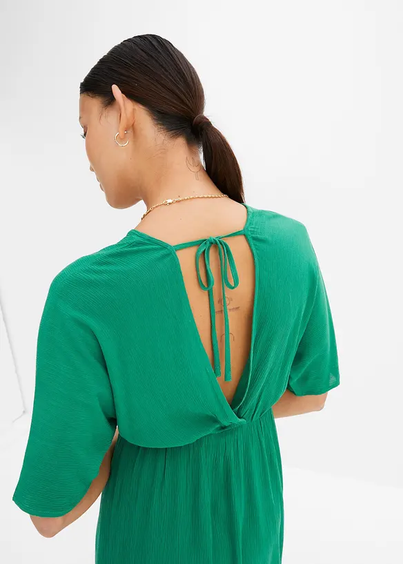 Abito midi con laccetti da annodare in viscosa, bonprix