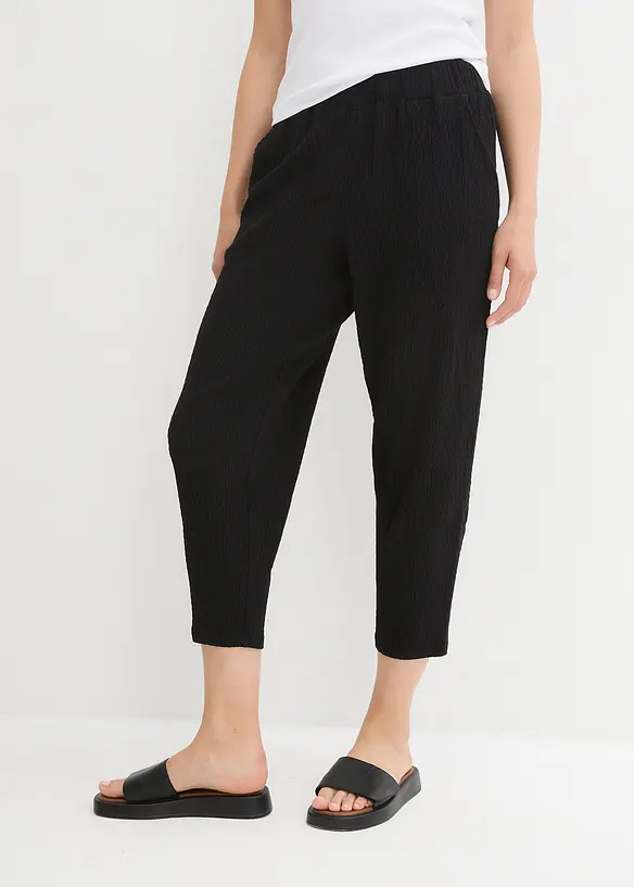 Pantaloni larghi in jersey operato, bonprix