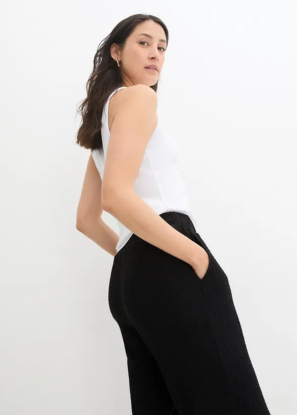 Pantaloni larghi in jersey operato, bonprix