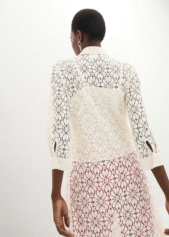 Camicetta lunga in pizzo con top (set 2 pezzi), bonprix