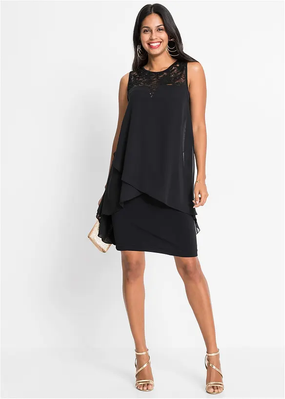 Abito di jersey con chiffon, bonprix