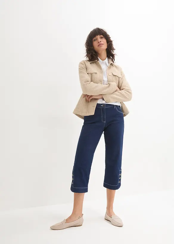 Jeans capri, a vita media, bonprix