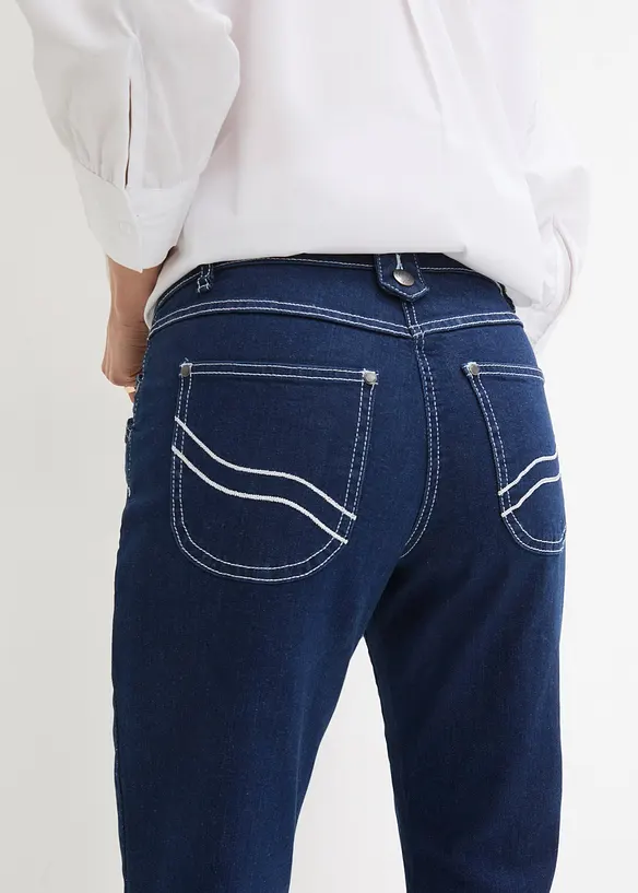 Jeans capri, a vita media, bonprix