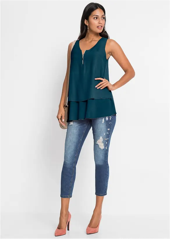 Top in viscosa con cerniera, bonprix