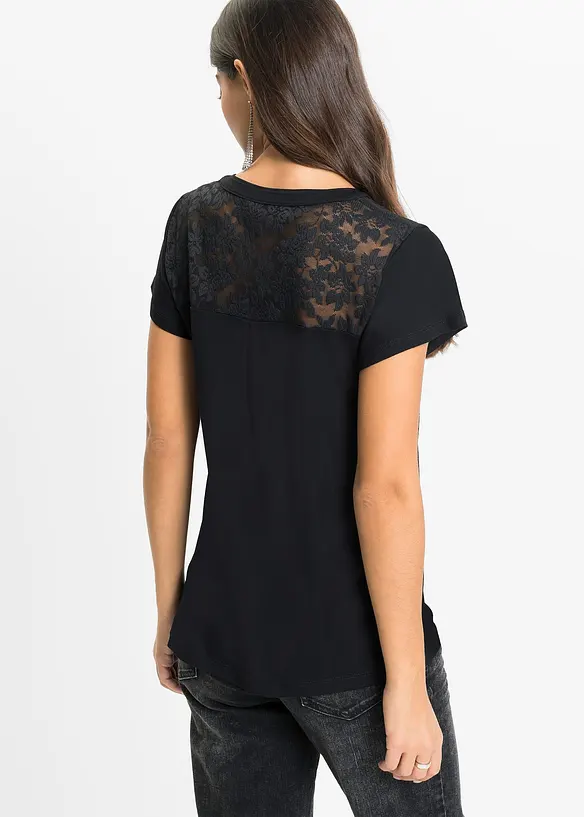 Maglia serafino in misto viscosa, bonprix