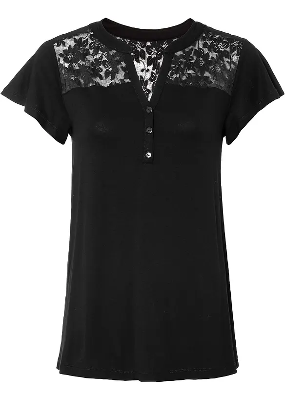 Maglia serafino in misto viscosa, bonprix
