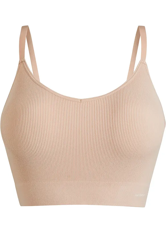 Reggiseno bustier a coste senza cuciture Feel Comfort, bonprix
