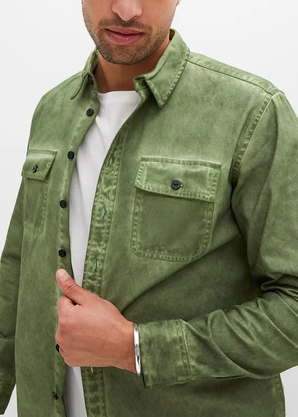 Camicia a maniche lunghe in puro cotone effetto lavato, bonprix