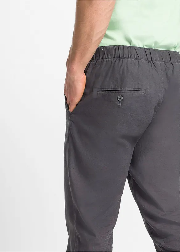 Pantaloni in misto lino con elastico in vita regular fit, straight, bonprix