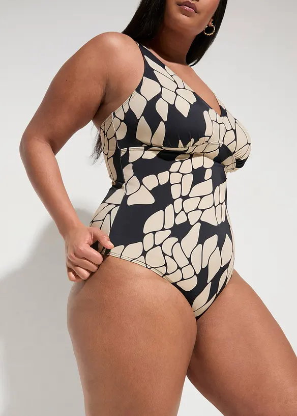 Costume intero con scollatura a V e effetto modellante leggero, bonprix