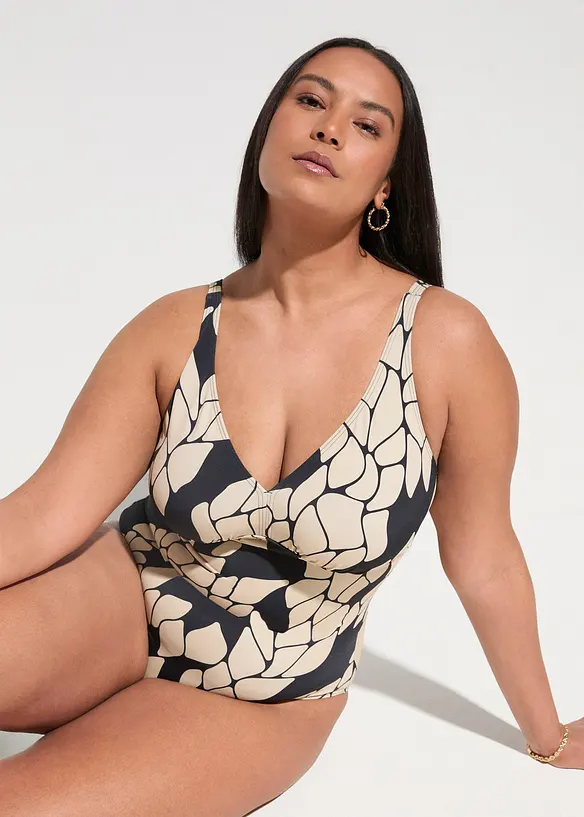 Costume intero con scollatura a V e effetto modellante leggero, bonprix