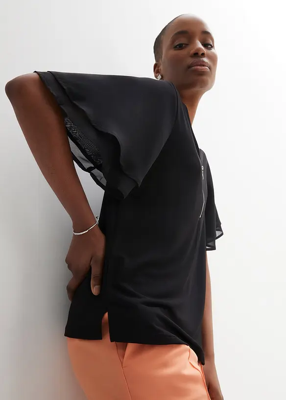 Maglia con maniche in chiffon, bonprix