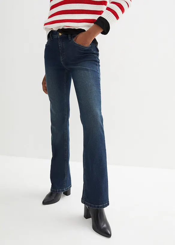 Jeans elasticizzati bootcut, a vita media, bonprix
