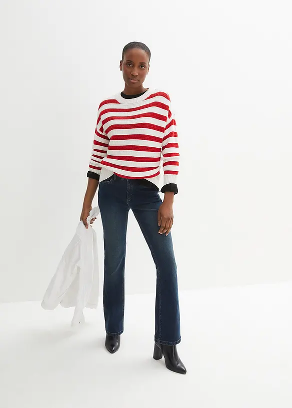 Jeans elasticizzati bootcut, a vita media, bonprix