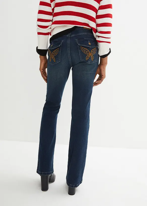 Jeans elasticizzati bootcut, a vita media, bonprix