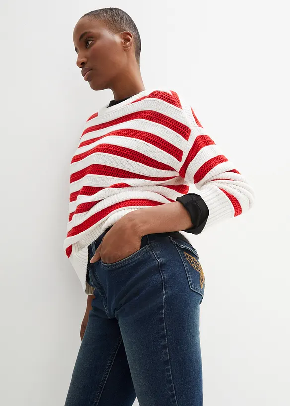 Jeans elasticizzati bootcut, a vita media, bonprix