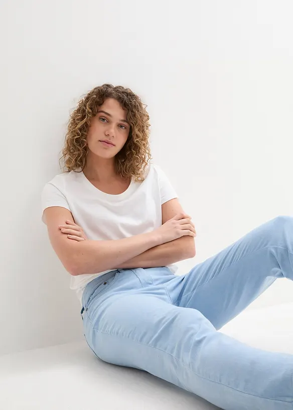 Pantaloni in twill cropped in look usato, bonprix