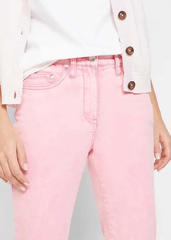 Pantaloni in twill cropped in look usato, bonprix