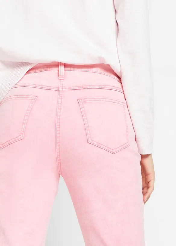 Pantaloni in twill cropped in look usato, bonprix